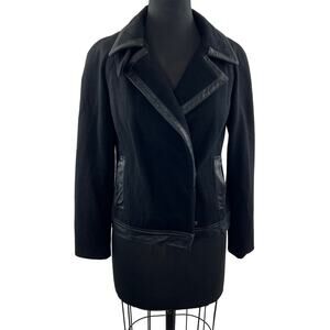 ADAM BY ADAM LIPPES Black Wool Blend Notched Lapel Long Sleeve Moto Jacket XS